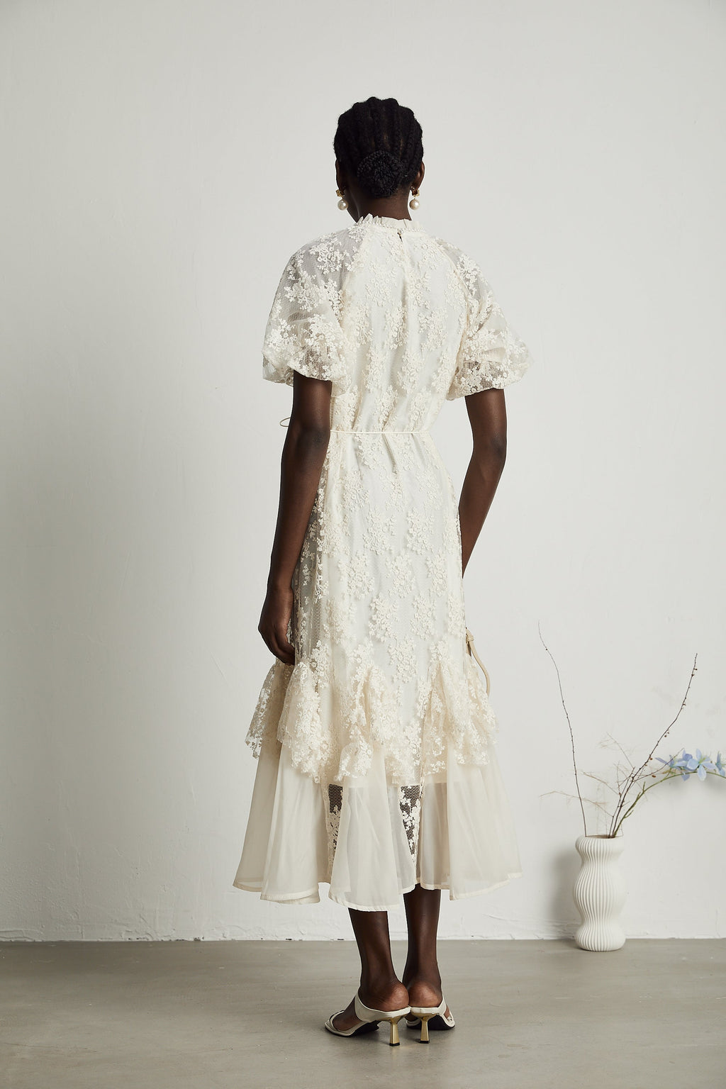 Coralie katmanlı midi elbise