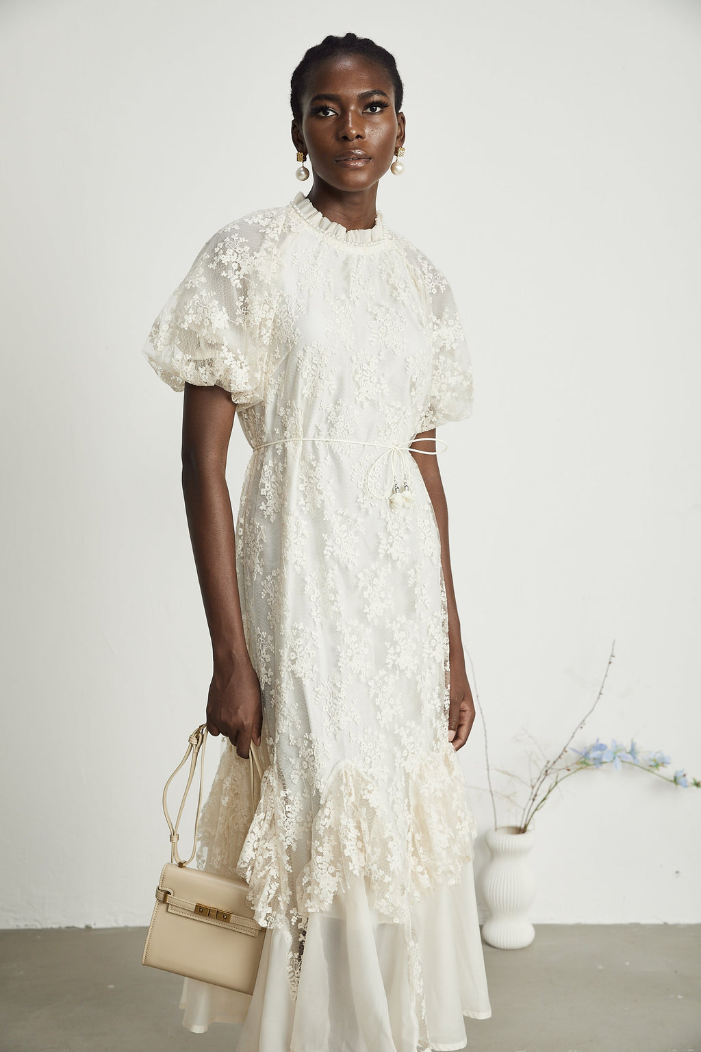 Coralie katmanlı midi elbise