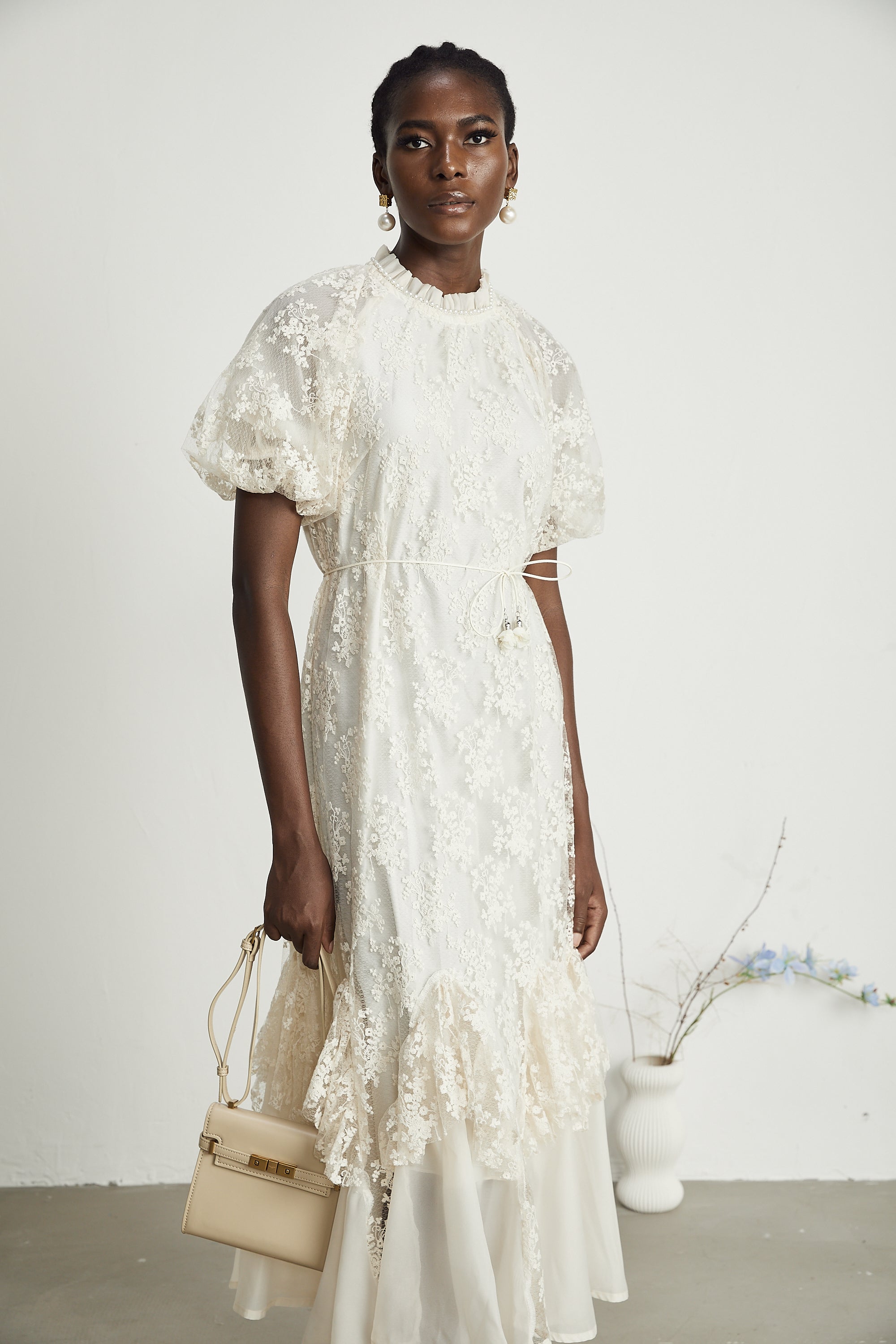 Coralie katmanlı midi elbise