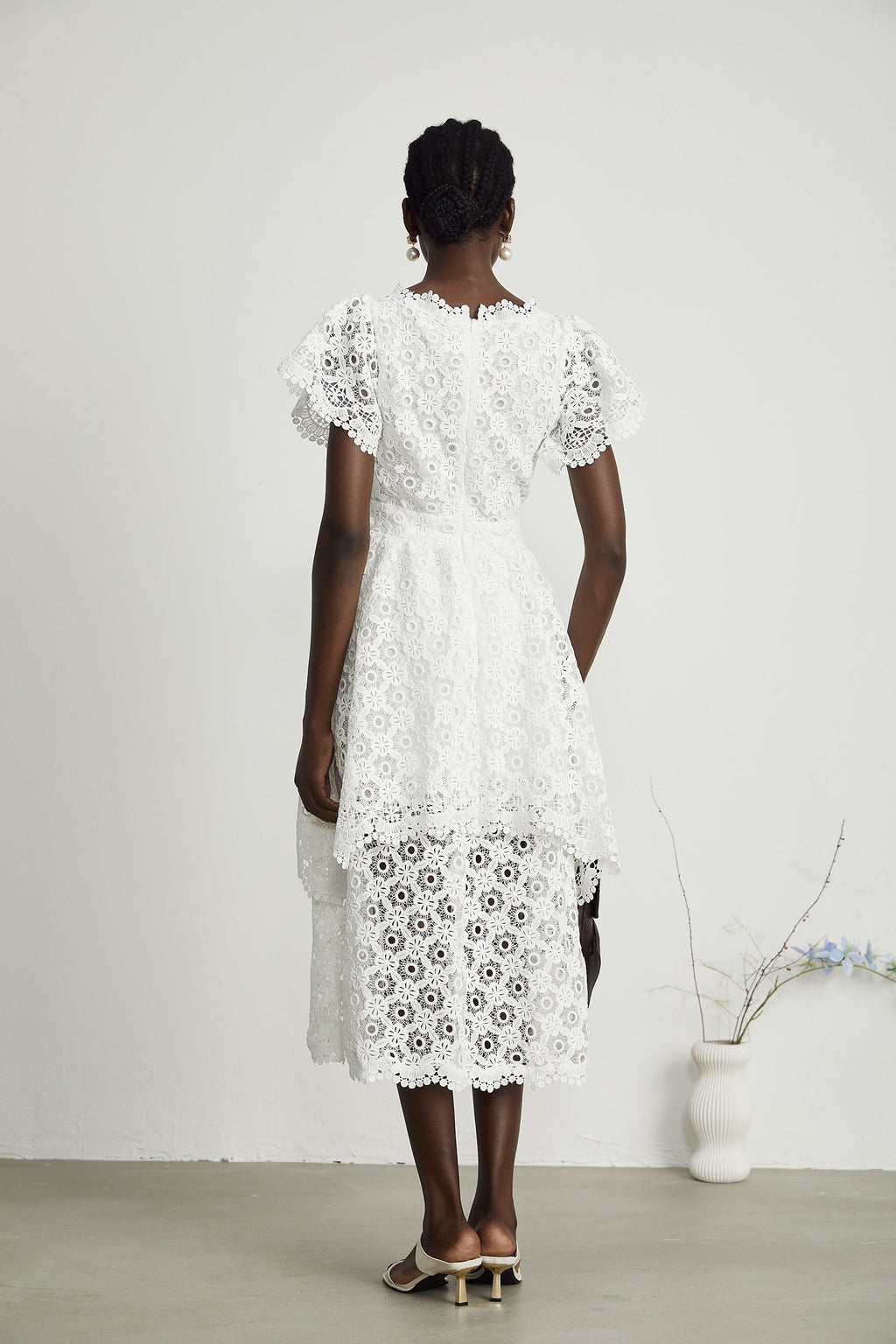 Lisette dantel midi elbise