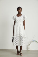 Lisette dantel midi elbise