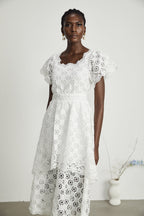 Lisette dantel midi elbise