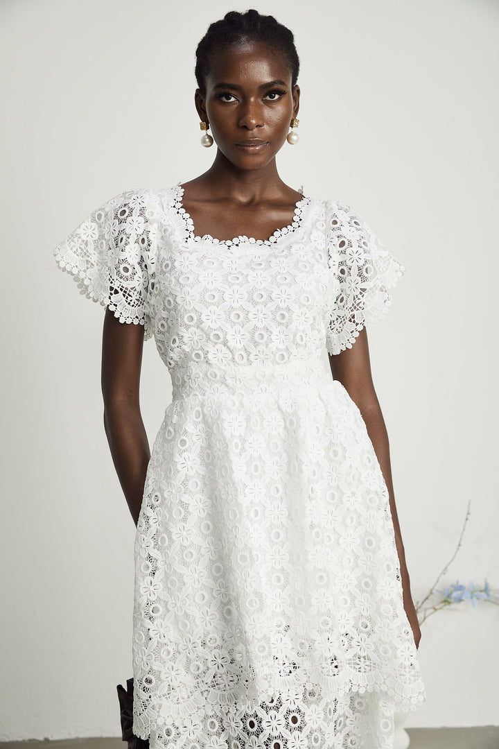 Lisette dantel midi elbise