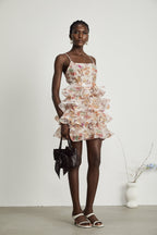 Camille çiçek mini elbise