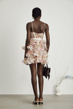 Camille çiçek mini elbise