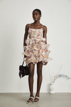 Camille çiçek mini elbise