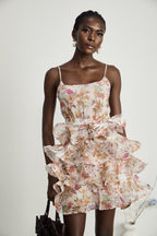 Camille çiçek mini elbise