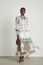 Gaëlle fırfır midi elbise