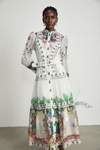 Gaëlle fırfır midi elbise