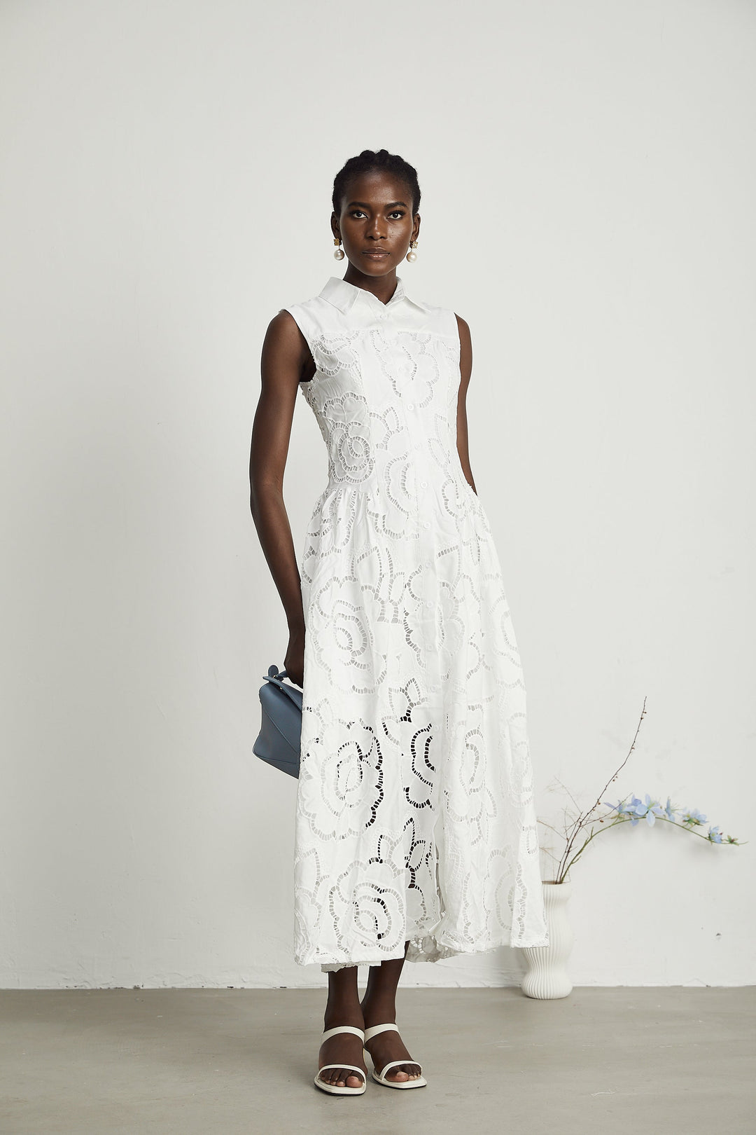 Titania broderie midi elbise