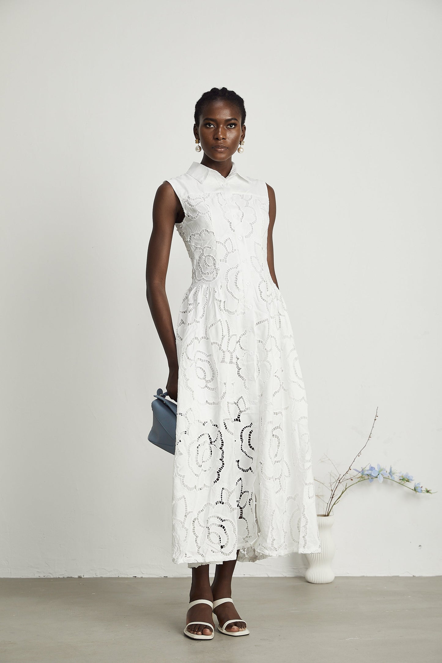 Titania broderie midi elbise