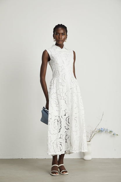 Titania broderie midi elbise