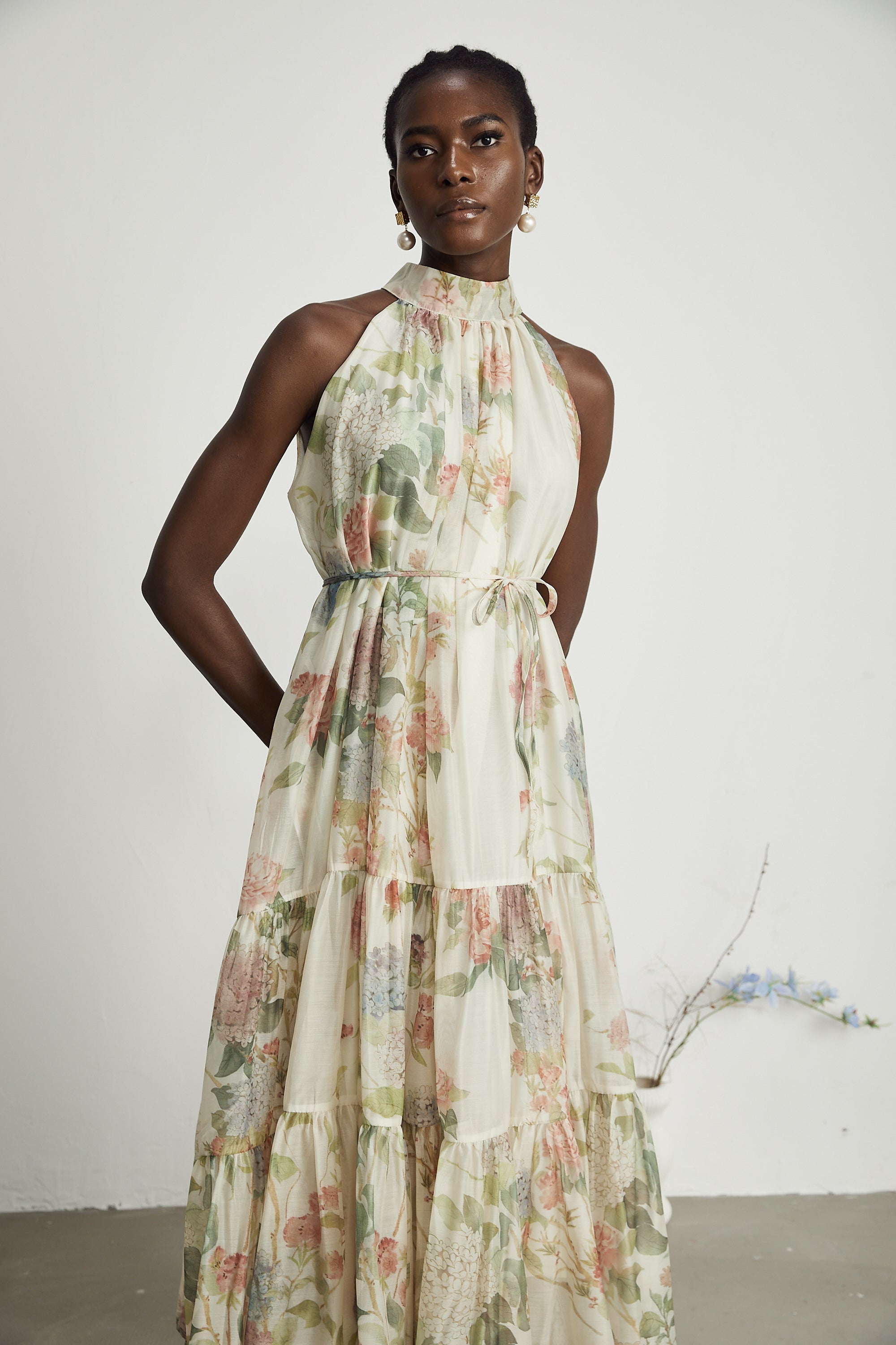 Manon desenli midi elbise