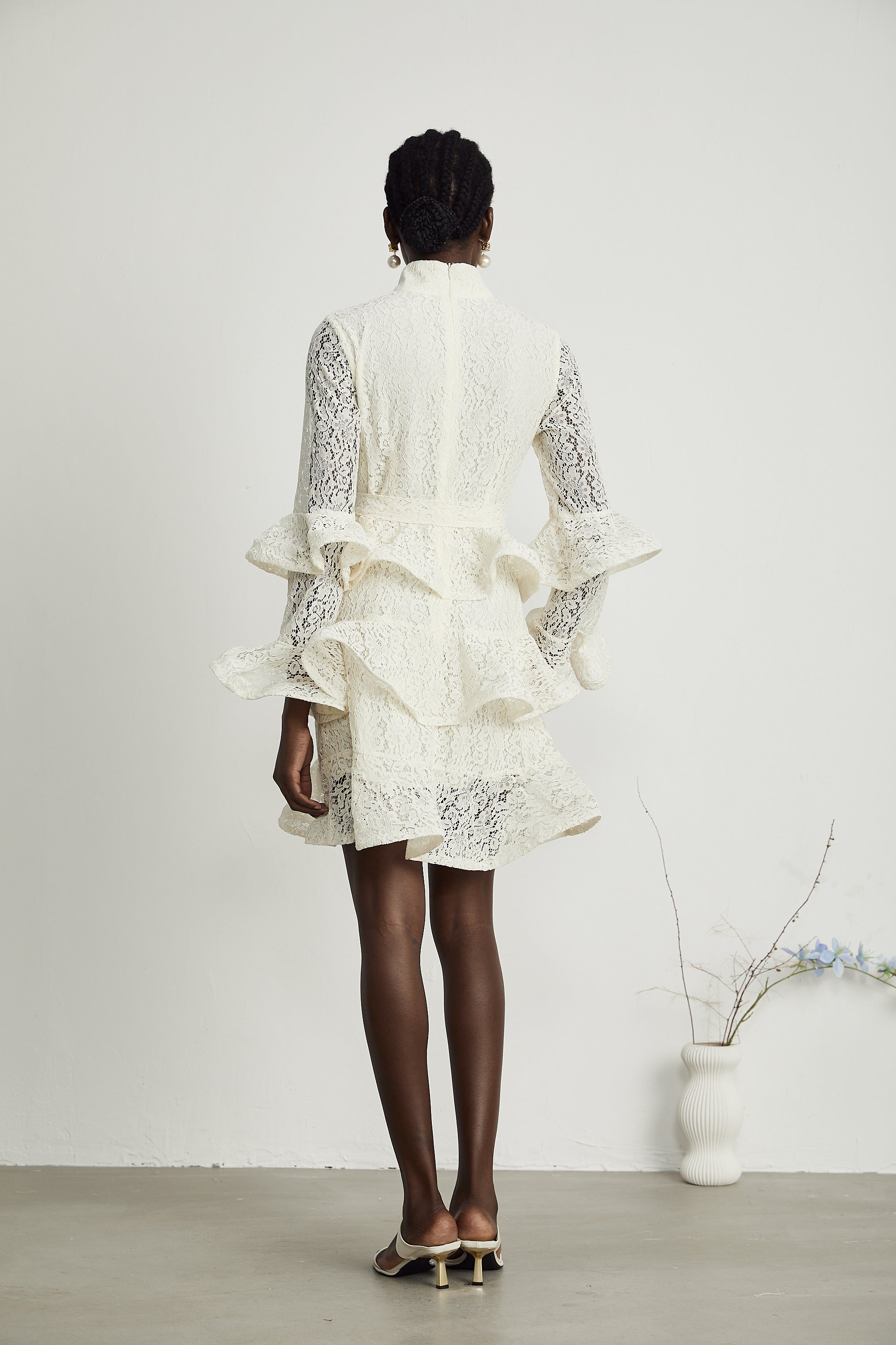 Pénélope dantel mini elbise