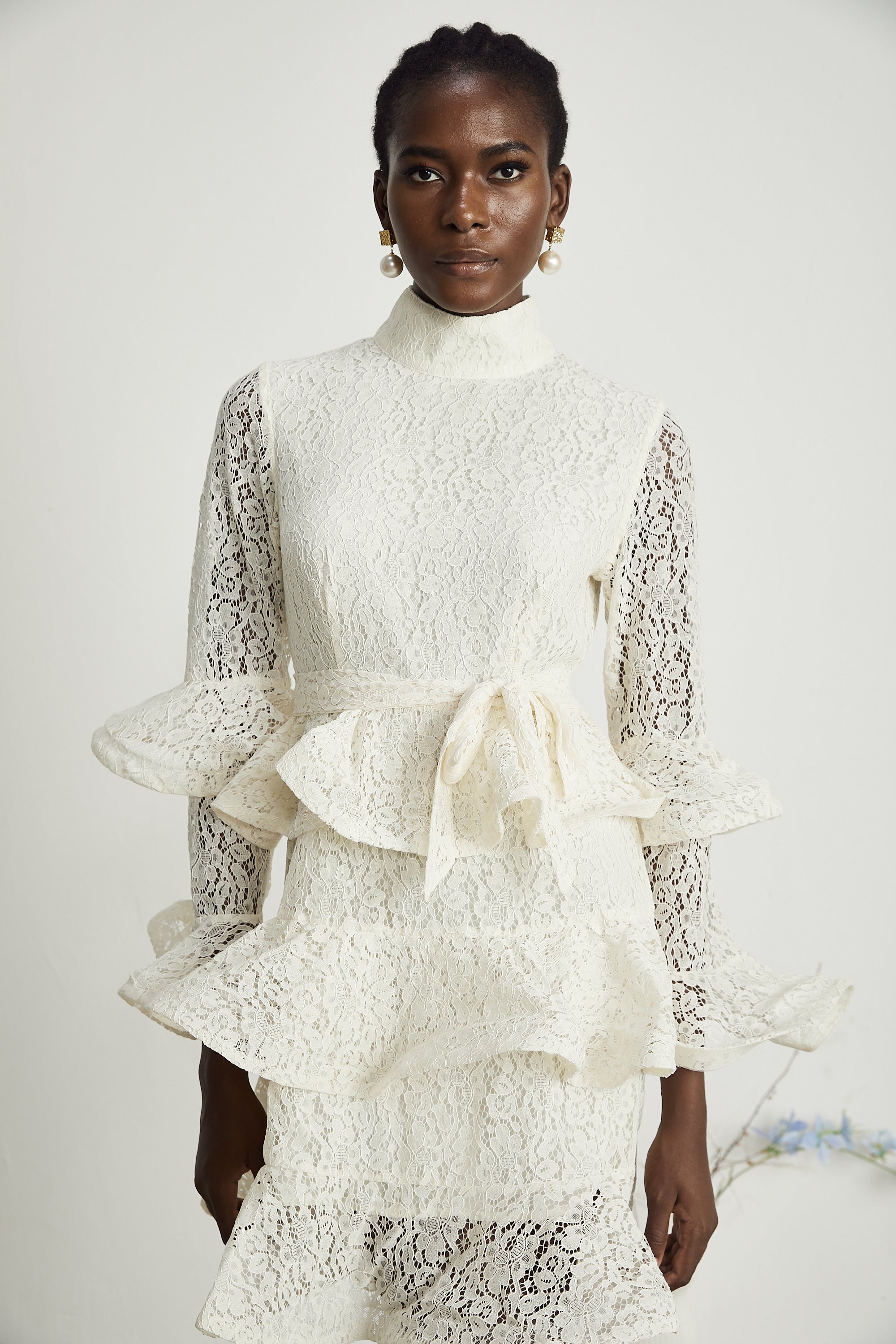 Pénélope dantel mini elbise