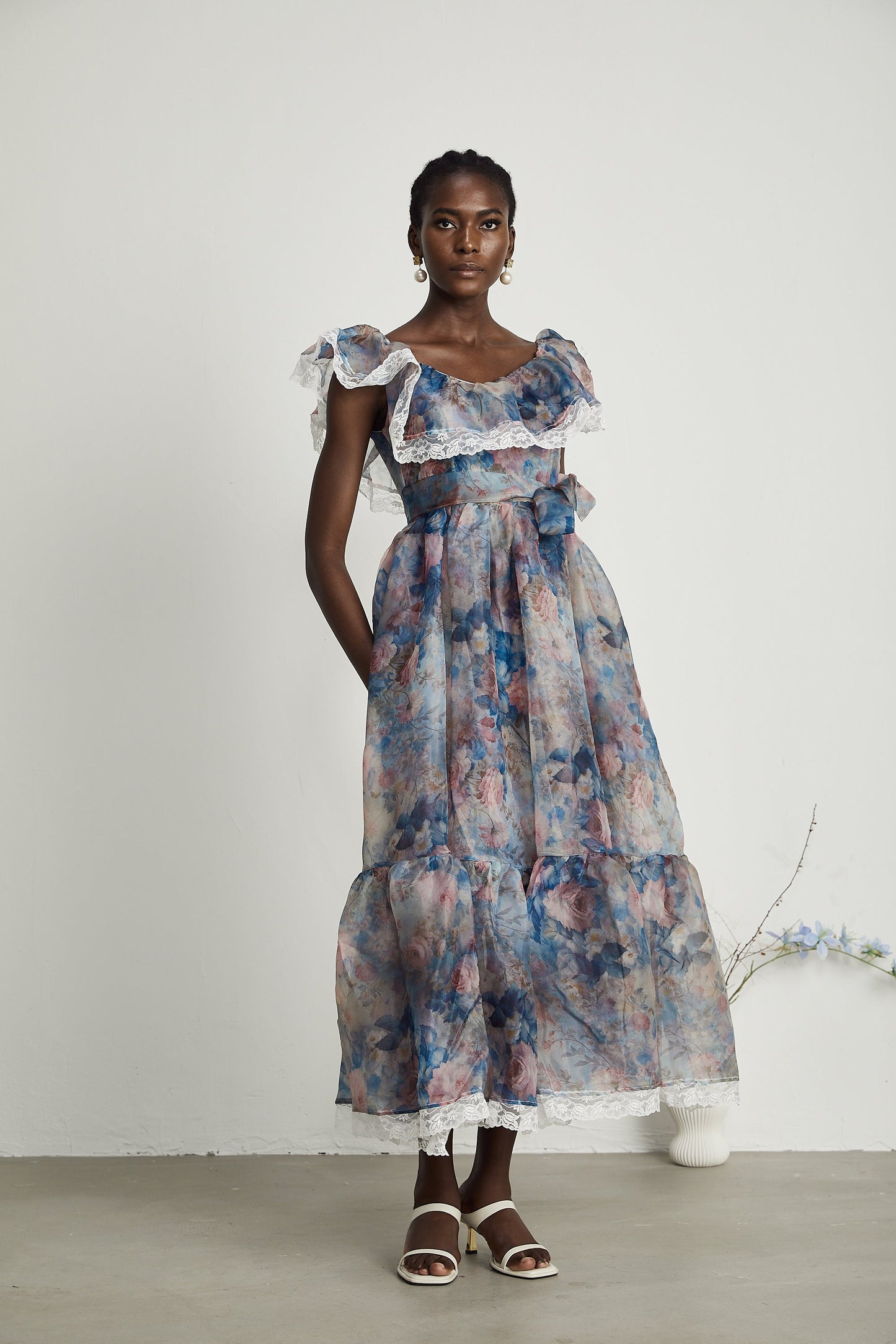 Suzette dantel midi elbise