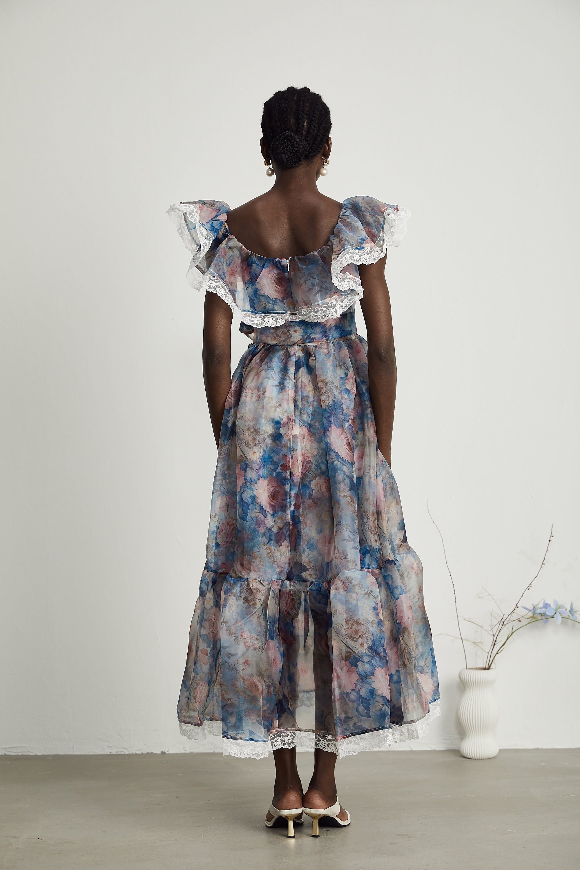 Suzette dantel midi elbise