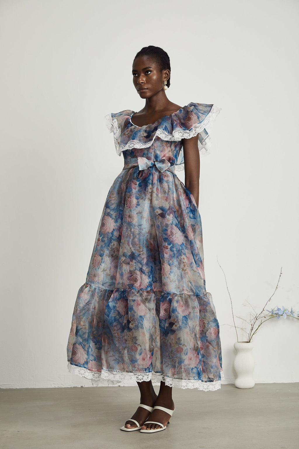 Suzette dantel midi elbise