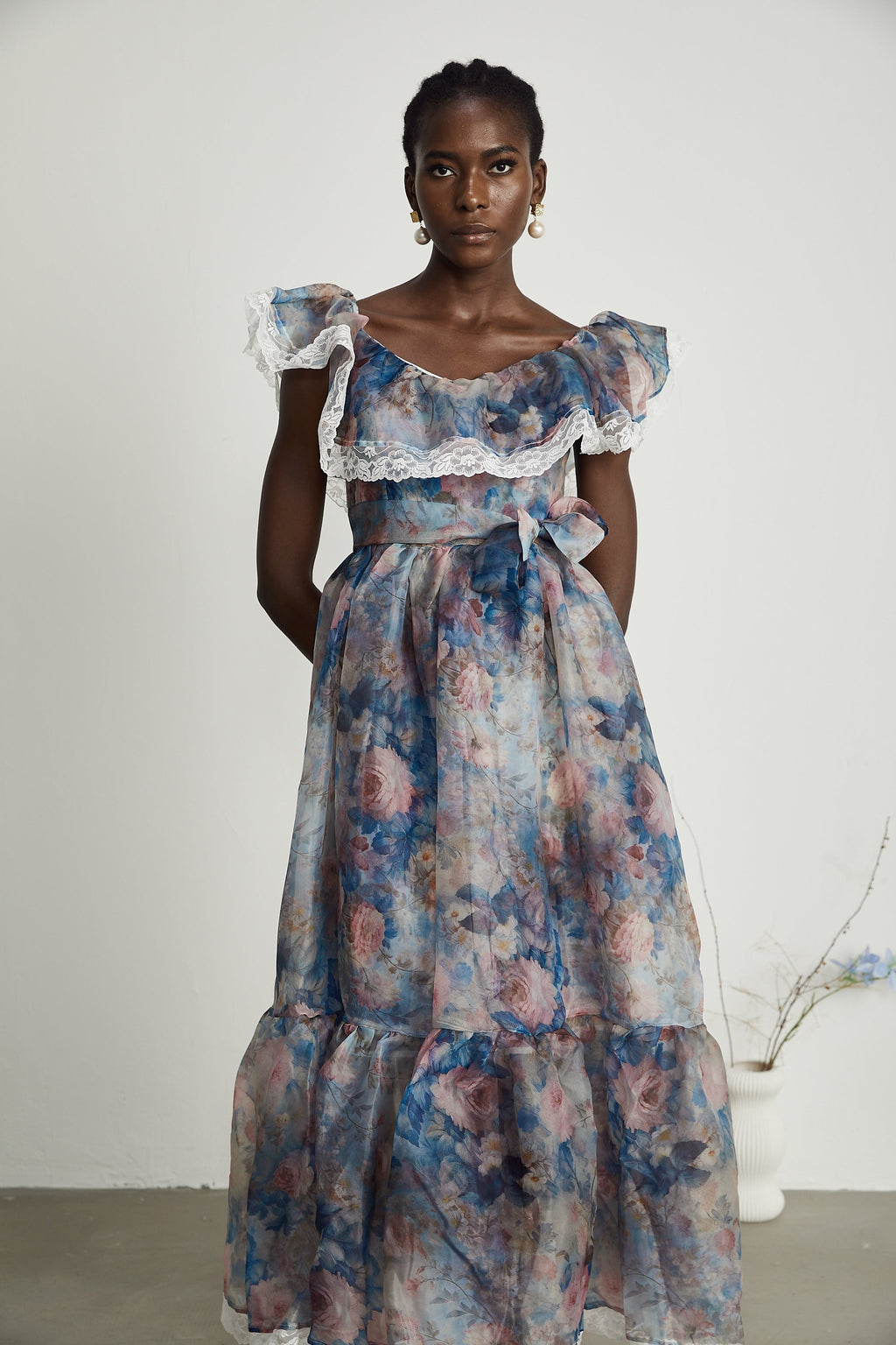 Suzette dantel midi elbise