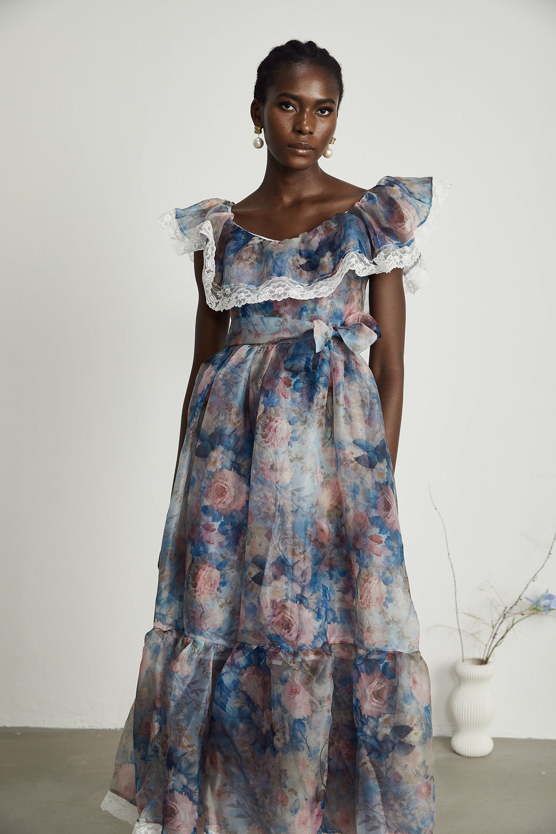 Suzette dantel midi elbise
