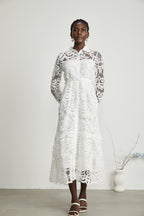 Justine yaka kesim midi elbise