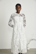 Justine yaka kesim midi elbise