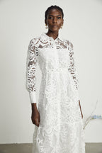 Justine yaka kesim midi elbise