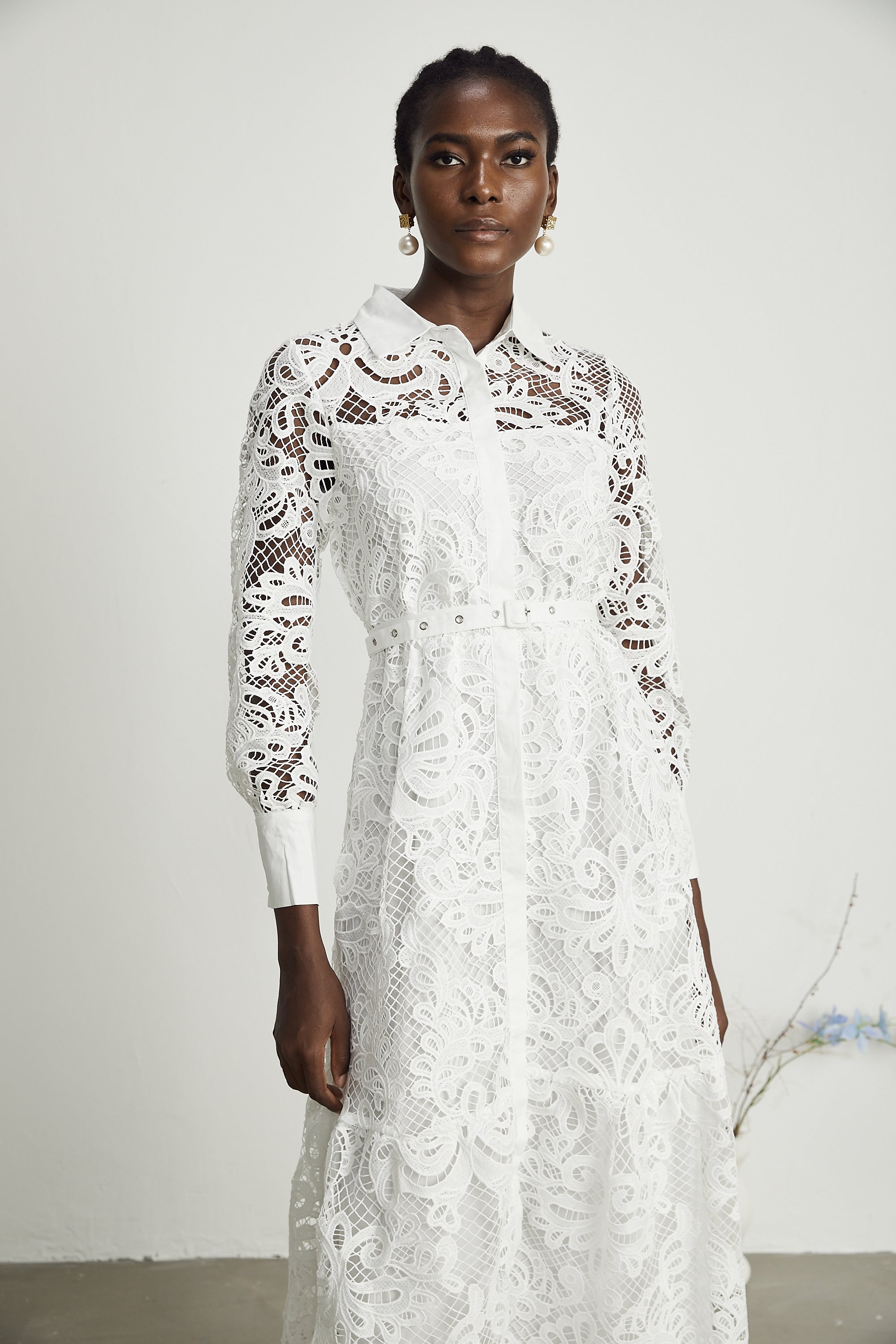 Justine yaka kesim midi elbise