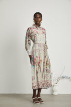 Filomena çiçek midi elbise