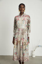 Filomena çiçek midi elbise