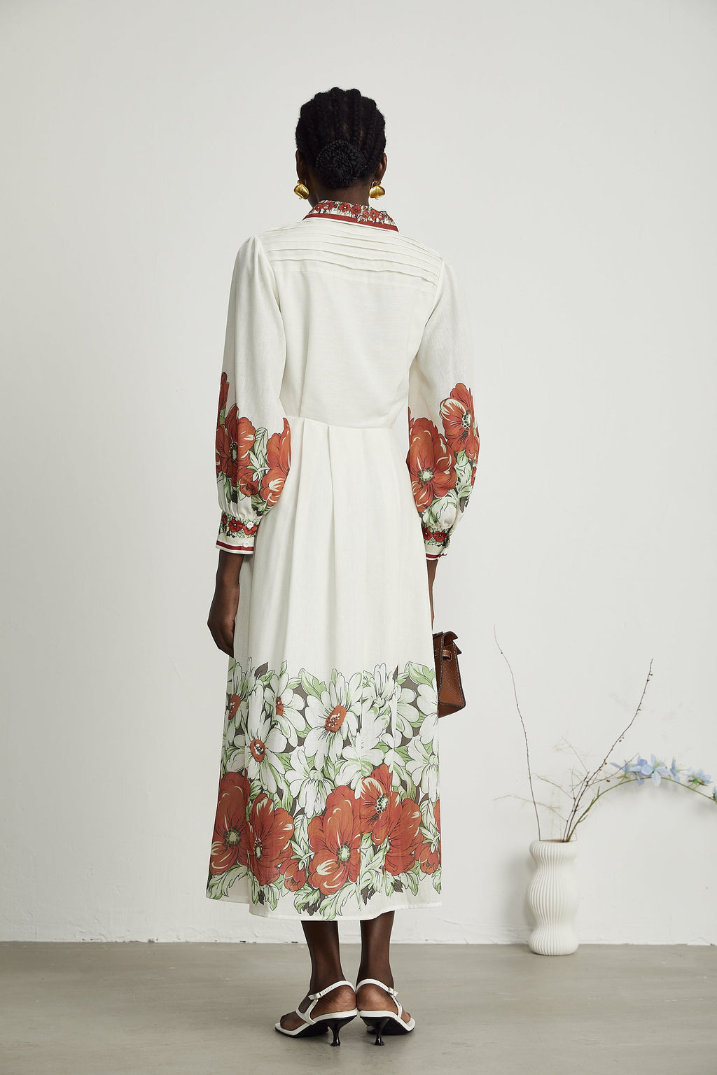 Honorine çiçek midi elbise