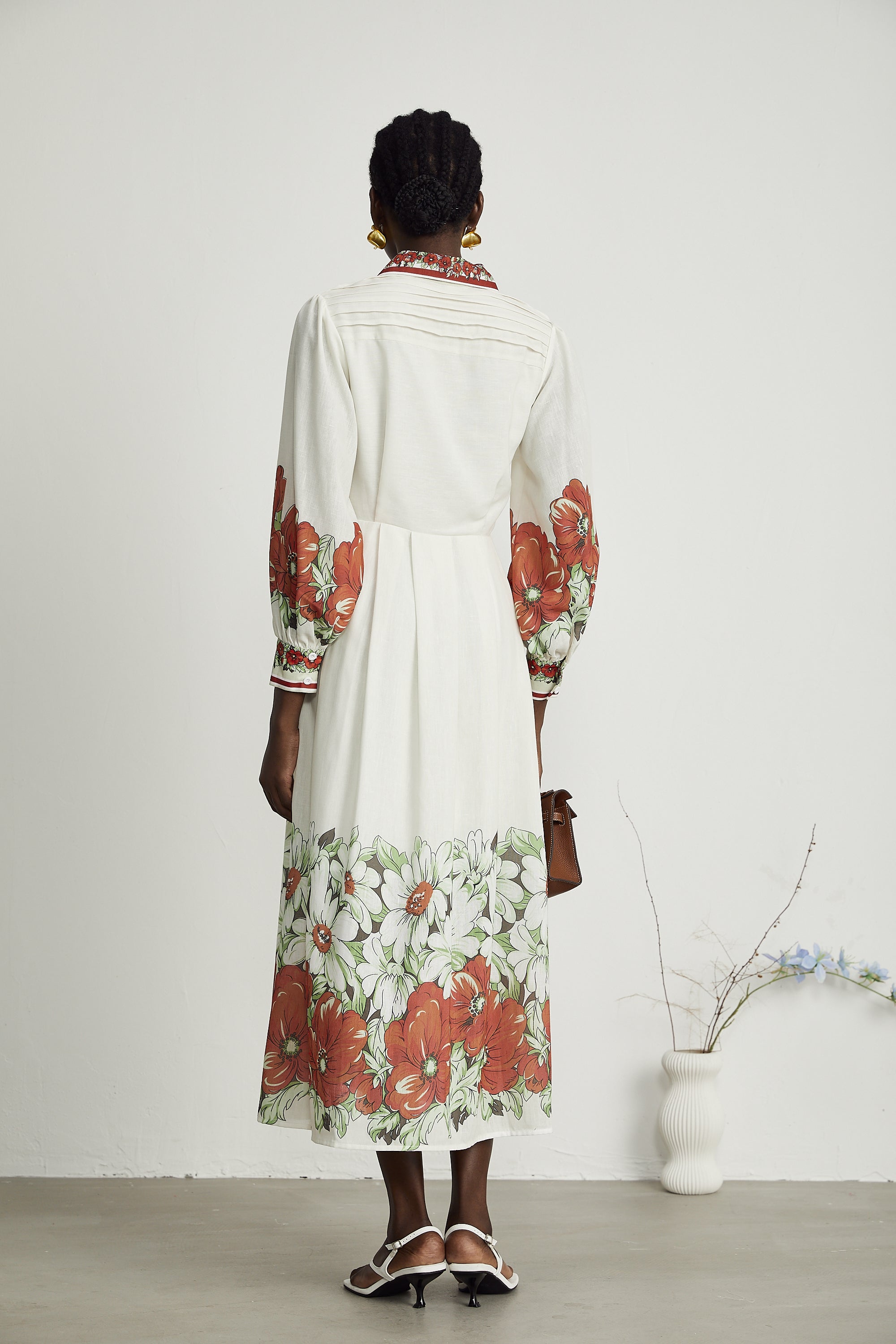 Honorine çiçek midi elbise