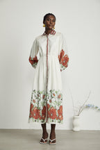 Honorine çiçek midi elbise