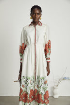 Honorine çiçek midi elbise