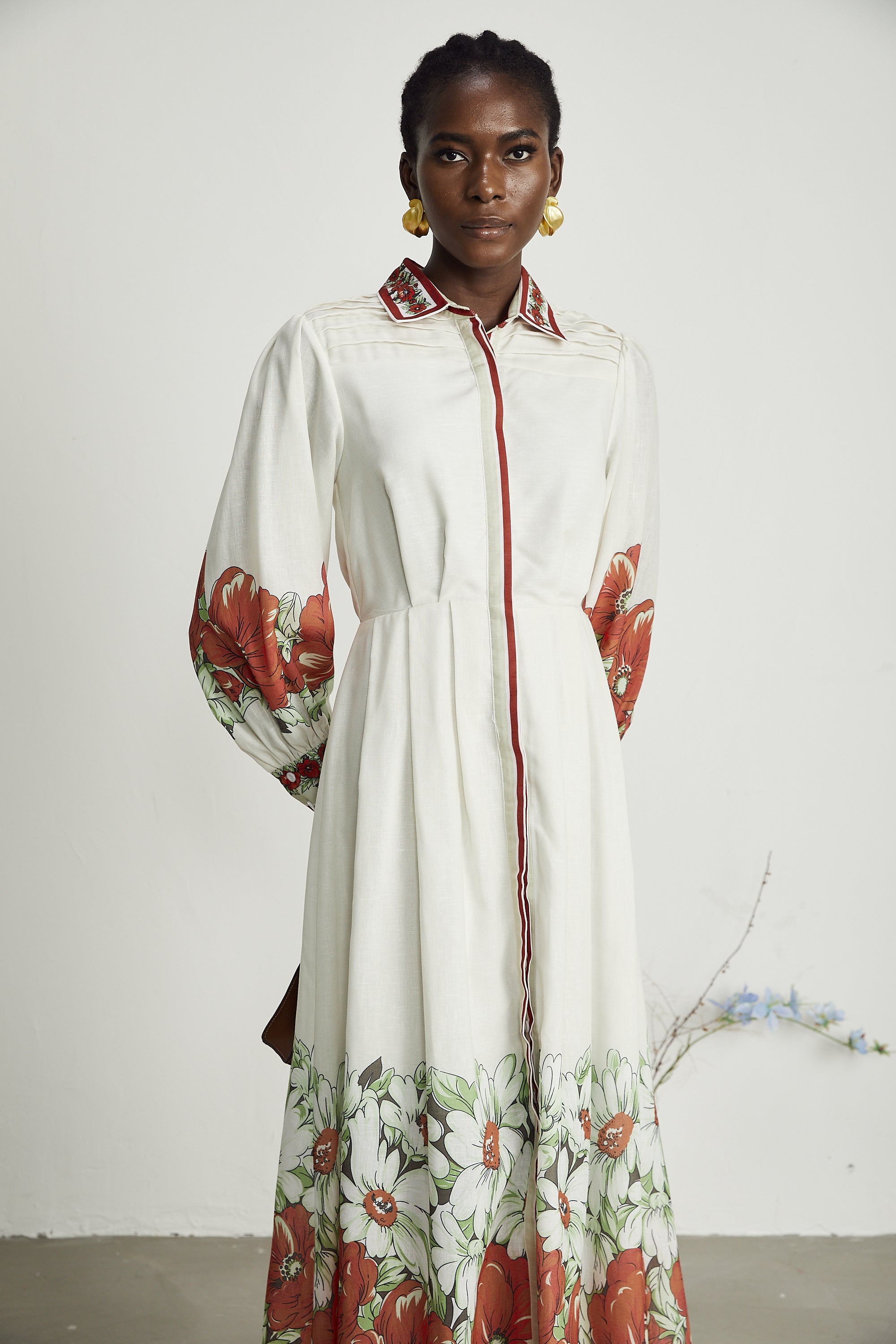 Honorine çiçek midi elbise