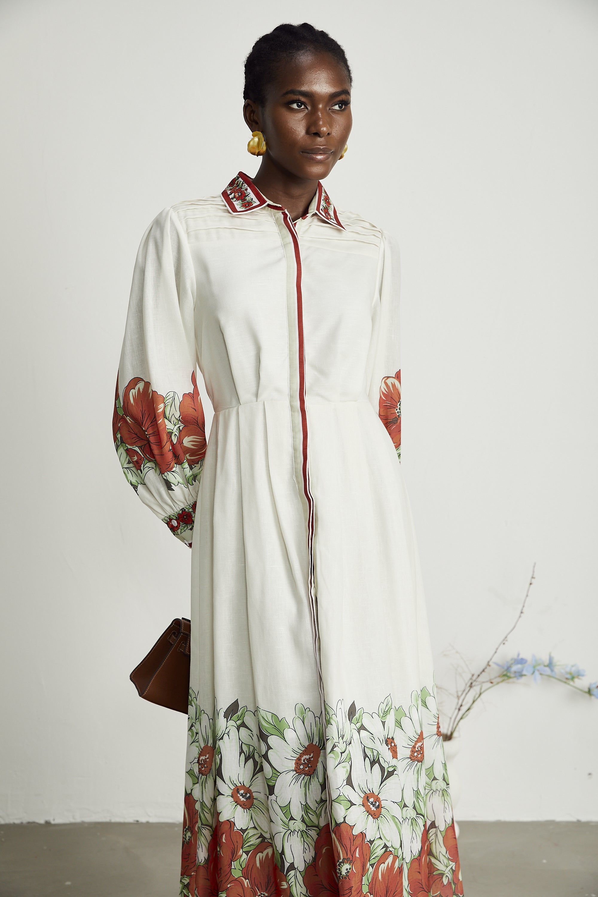 Honorine çiçek midi elbise