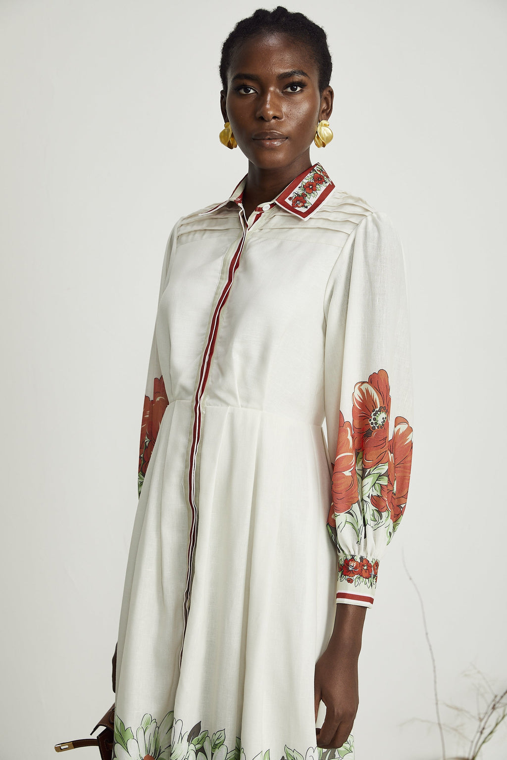 Honorine çiçek midi elbise