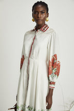 Honorine çiçek midi elbise