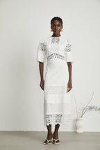 Louise dantel midi elbise