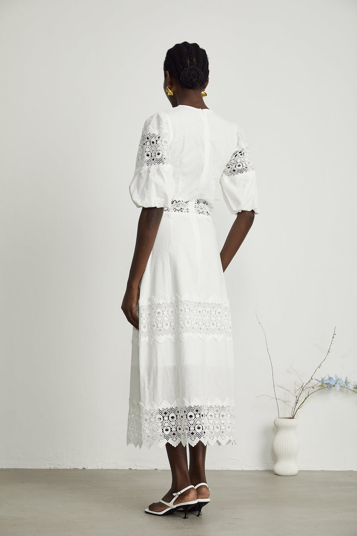 Louise dantel midi elbise