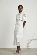 Louise dantel midi elbise