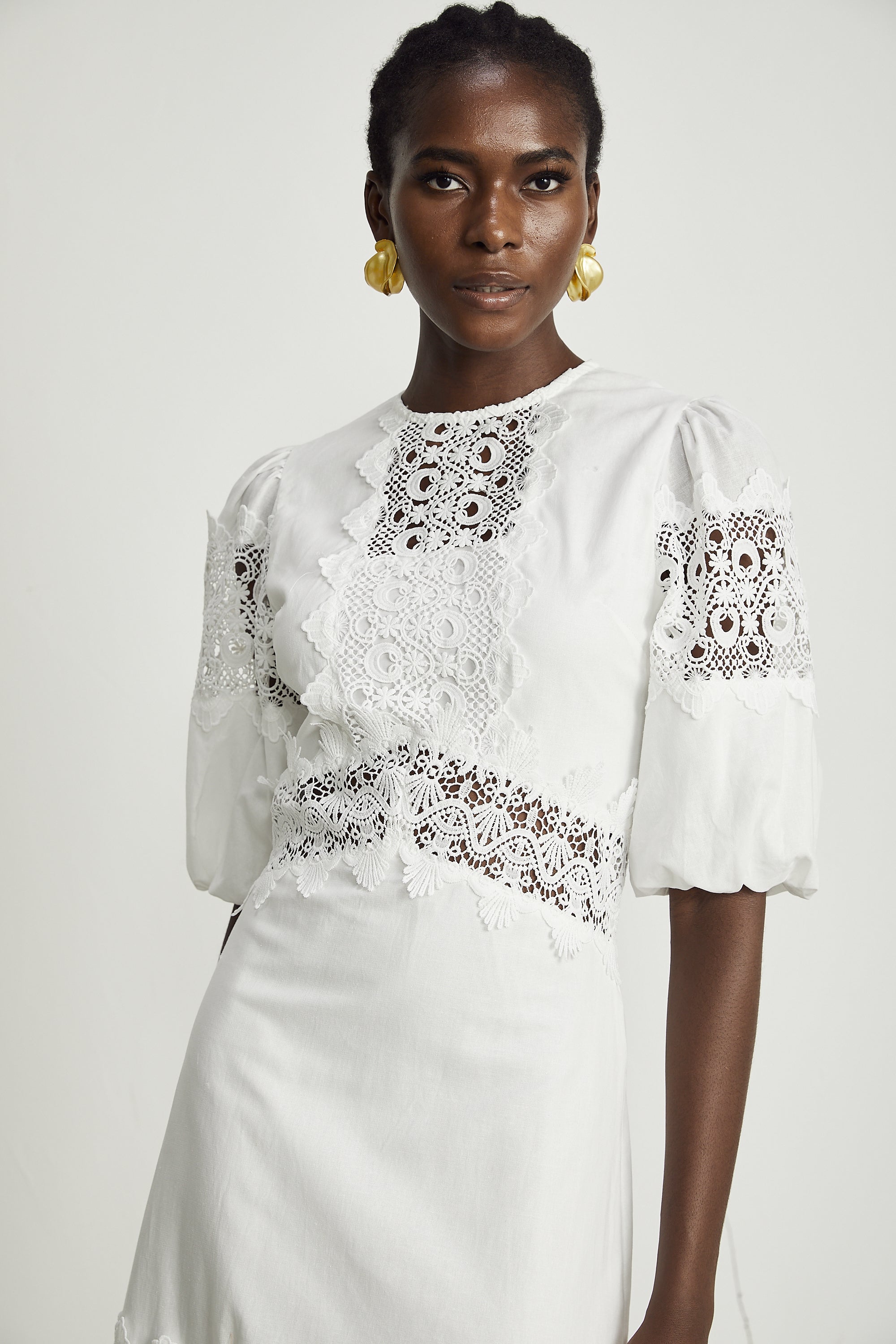 Louise dantel midi elbise