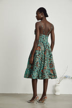 Geneviève çiçek midi elbise