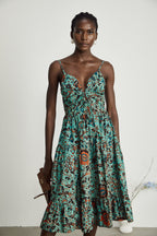 Geneviève çiçek midi elbise