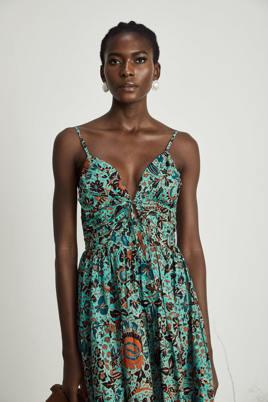 Geneviève çiçek midi elbise