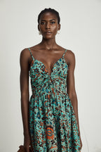 Geneviève çiçek midi elbise