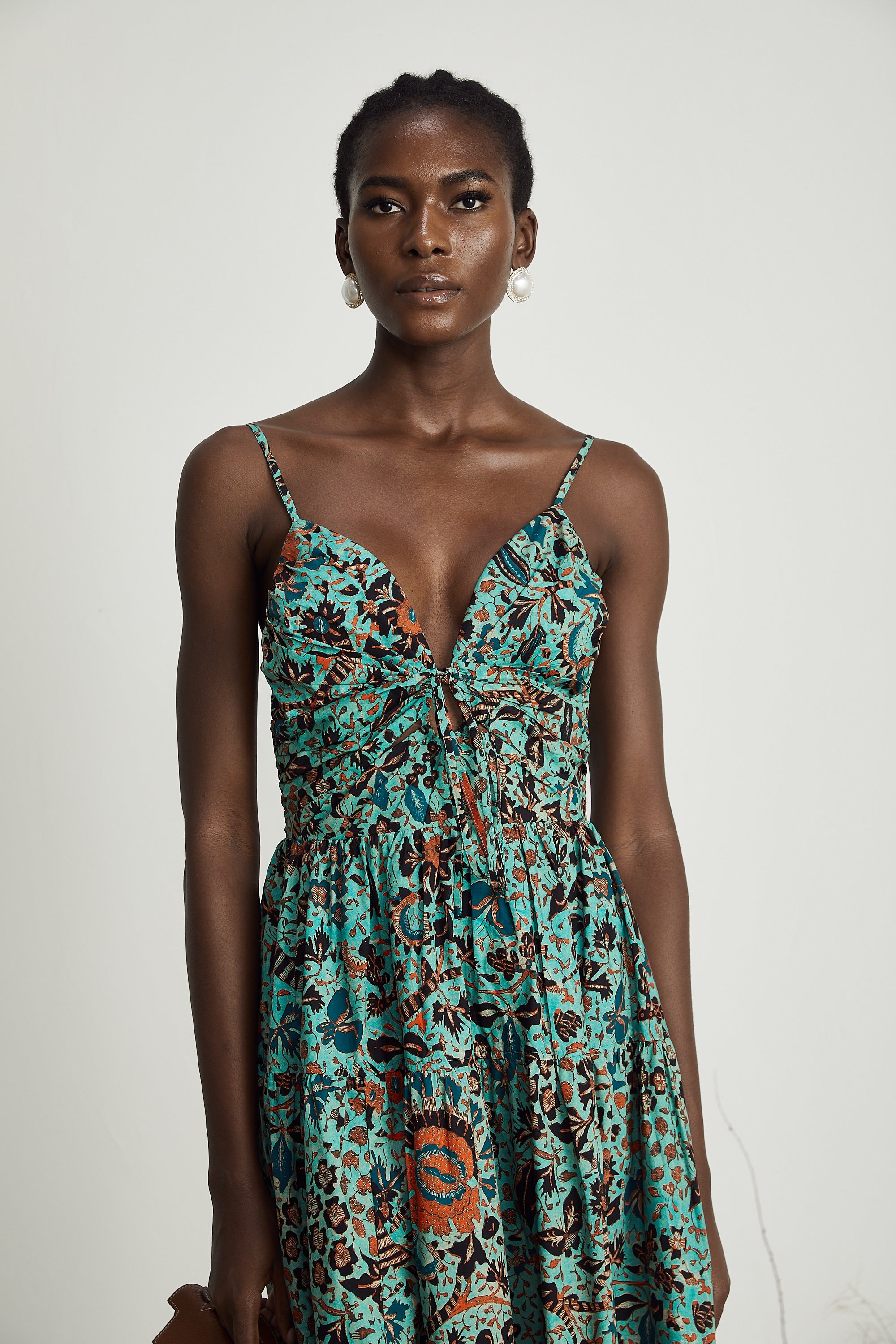 Geneviève çiçek midi elbise