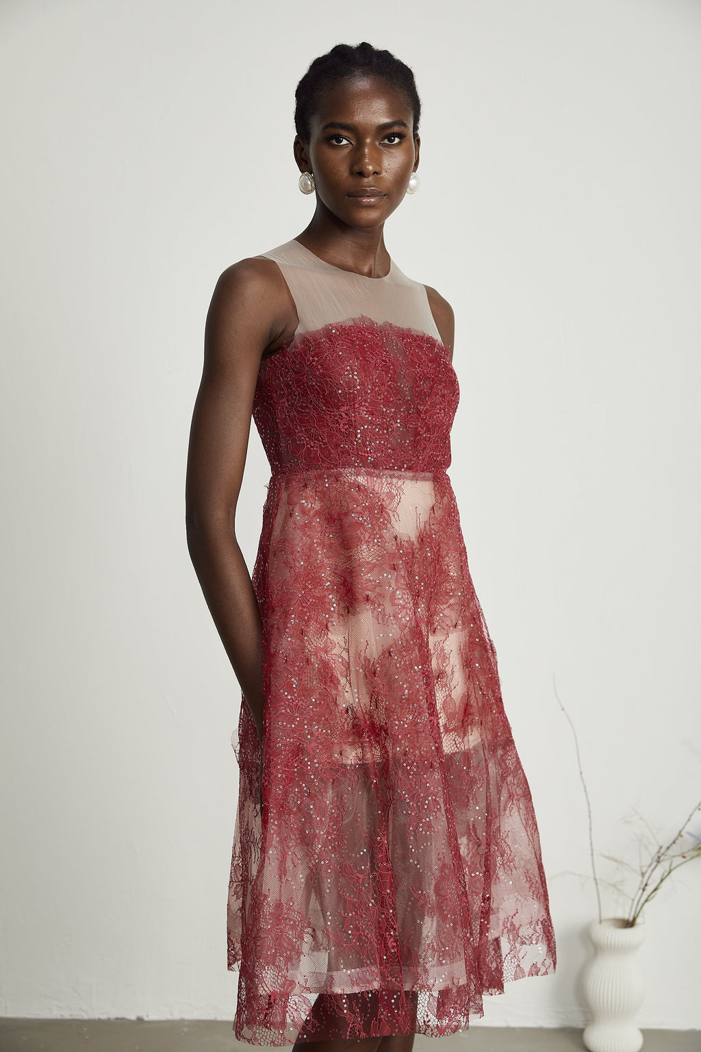 Juana süslemeli midi elbise