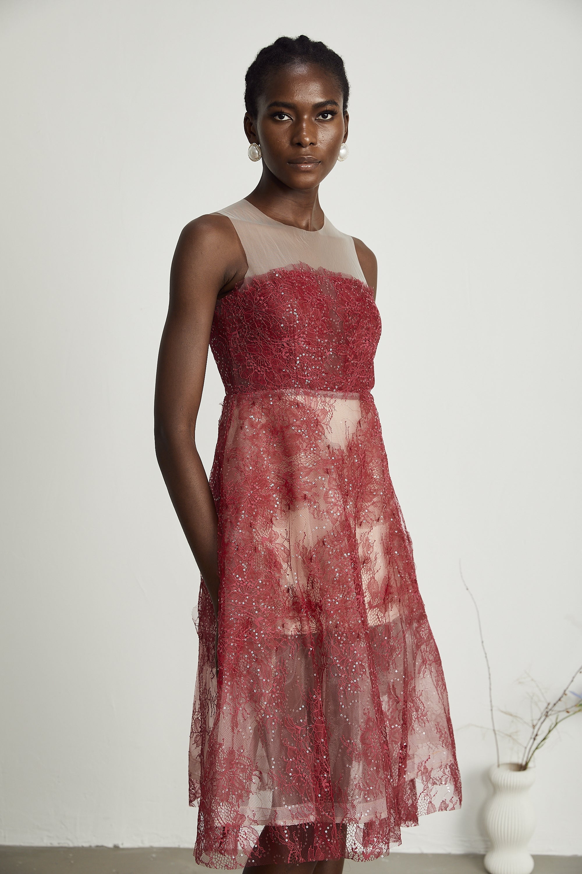 Juana süslemeli midi elbise