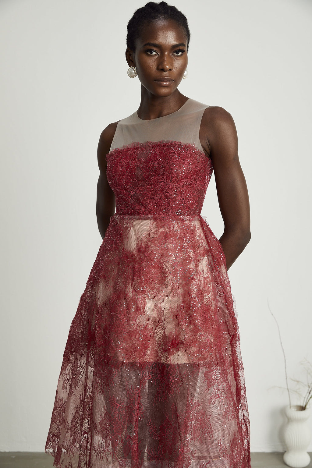 Juana süslemeli midi elbise